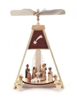 085/003N - Pyramid With Nativity Scene & Shooting Star (14mm Candles)