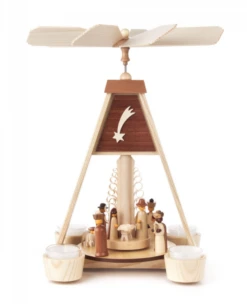 085/003NT - Pyramid With Nativity Scene & Shooting Star (Tealights)