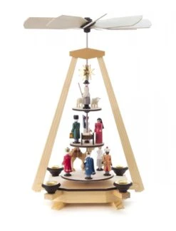 085/046 - Pyramid With Painted Nativity Scene (14mm Candles)