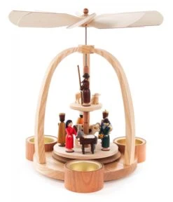 085/479B - Pyramid With Painted Nativity Scene (Tealights)