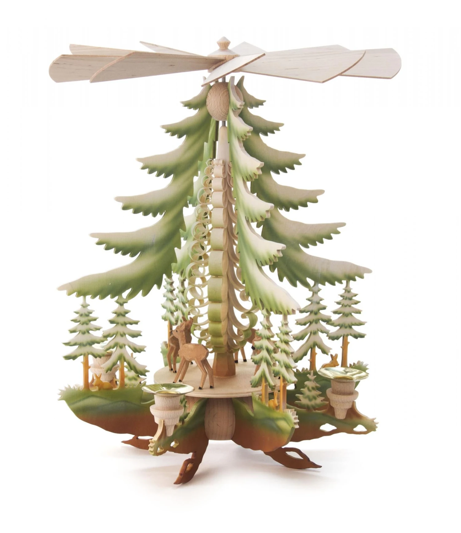 085/642 - Pyramid With Painted Deer & Trees (14mm Candles) 1 085/642 - Pyramid With Painted Deer & Trees (14mm Candles)