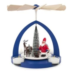 085/691/3T - Pyramid With Santa And Deer In Blue