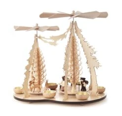 085/770 - Double Fan Pyramid With Woodsman And Deer (Tealights)