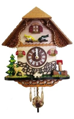 2059PQ - Novelty Chalet Cuckoo Clock With Moving Birds & Deer