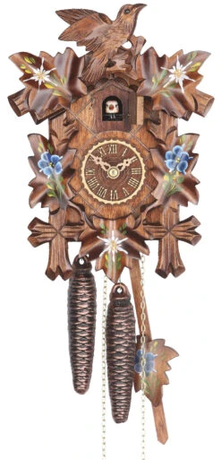 KU1100enz - 1 Day Five Leaf Cuckoo Clock W/ Hand Painted Flowers