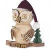 146/1670/3 - Smoker - Owl Smoker W/ Bell, Santa Hat & Pine Tree