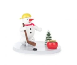 196/018/4 - Candle Holder With Snowman Playing Ice Hockey