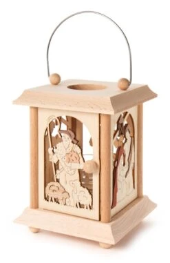 198/140 - Tea Light Lantern With Nativity Carving