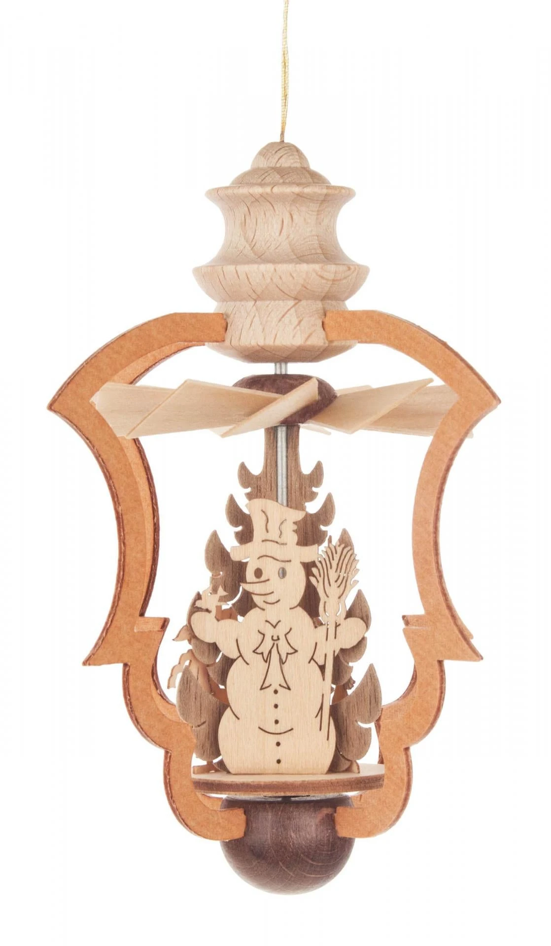 199/229/15 - Pyramid Ornament With Snowman, Sledders & Girl With Dog 2 199/229/15 - Pyramid Ornament With Snowman, Sledders & Girl With Dog - Image 2