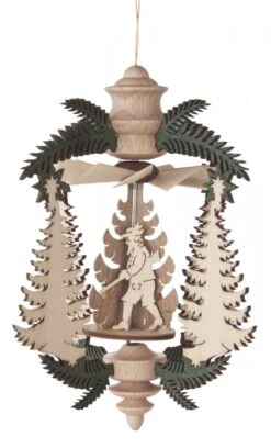 199/229/8 - Pyramid Ornament With Fir Trees & Hunting Scene