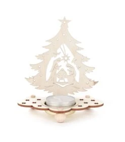 201/229 - Tealight Holder With Christmas Tree & Nativity Scene