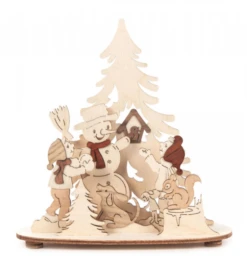 201/290 - Candle Holder With Snowman & Children