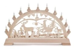 202/252 - Schwibbogen With Santa On A Sleigh (Natural)