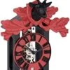 23032-740721 - Black & Red Skeleton Mantle With Deer & Leaves (Nickel Movement)
