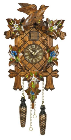 KU357QM - Quartz Musical 5 Leaf Cuckoo With Painted Flowers