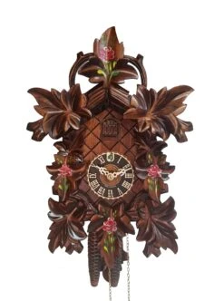 KU1223ro - 1 Day 5 Leaf Cuckoo Clock With Painted Roses