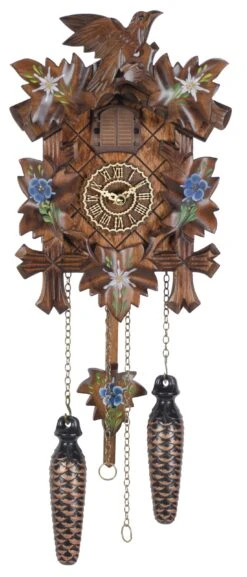 KU411QM - Quartz Musical Cuckoo W/ Painted Flowers