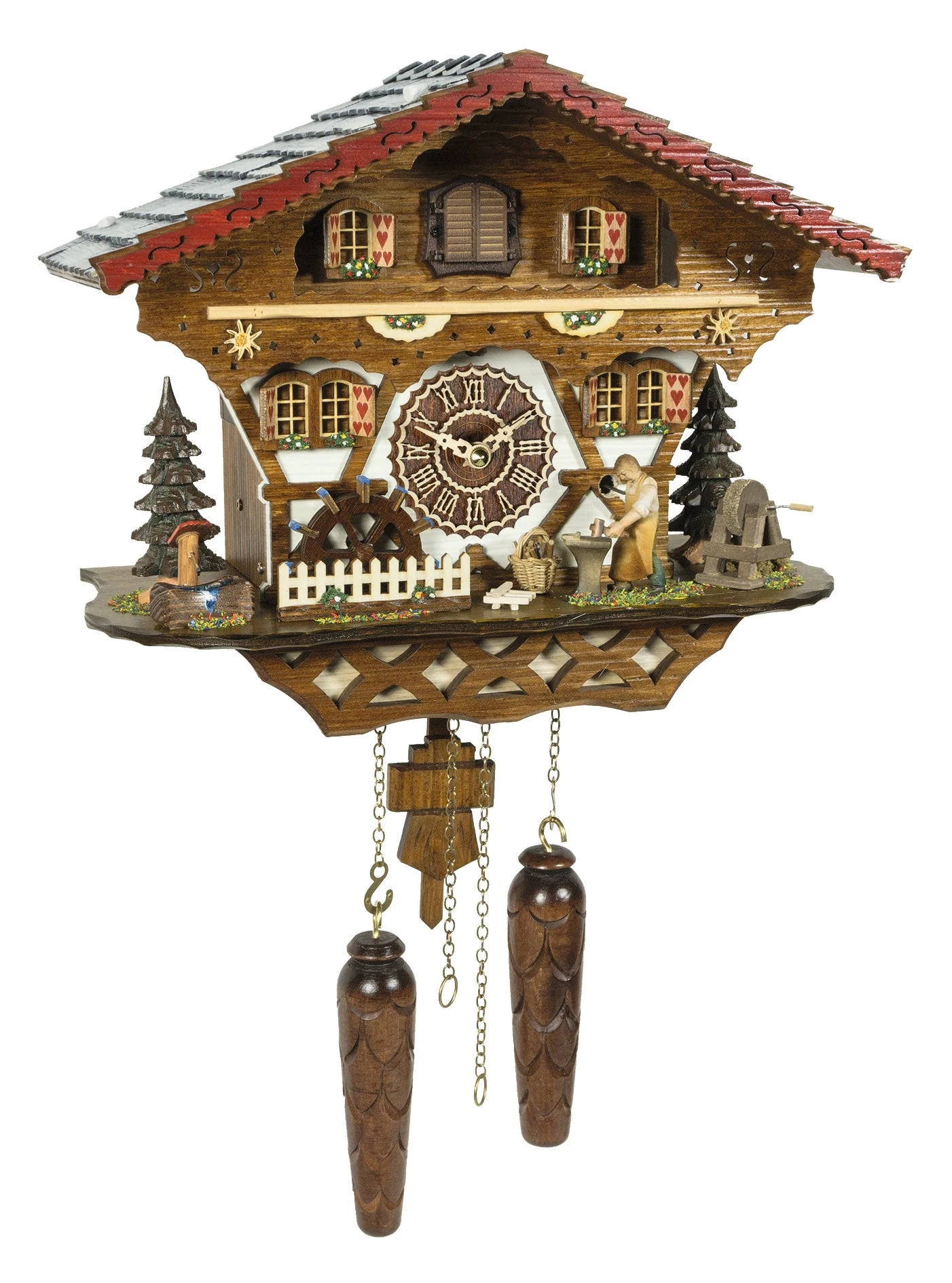 KU4221QM - Quartz Musical Chalet With Blacksmith And Waterwheel 1 KU4221QM - Quartz Musical Chalet With Blacksmith And Waterwheel
