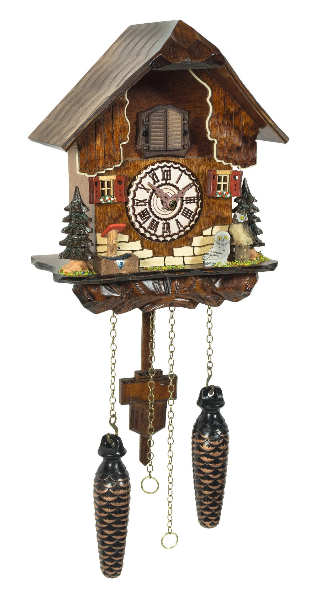 KU4225QM - Quartz Musical Chalet With Owls 1 KU4225QM - Quartz Musical Chalet With Owls