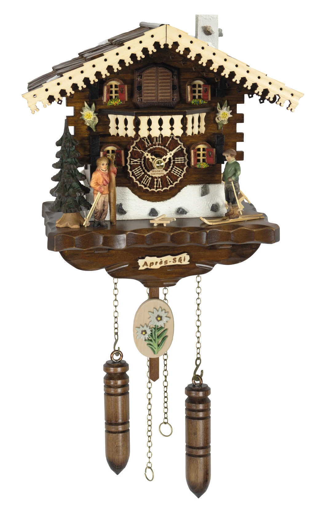 KU4275QM - Quartz Musical Chalet W/ Alpine Skiers 1 KU4275QM - Quartz Musical Chalet W/ Alpine Skiers