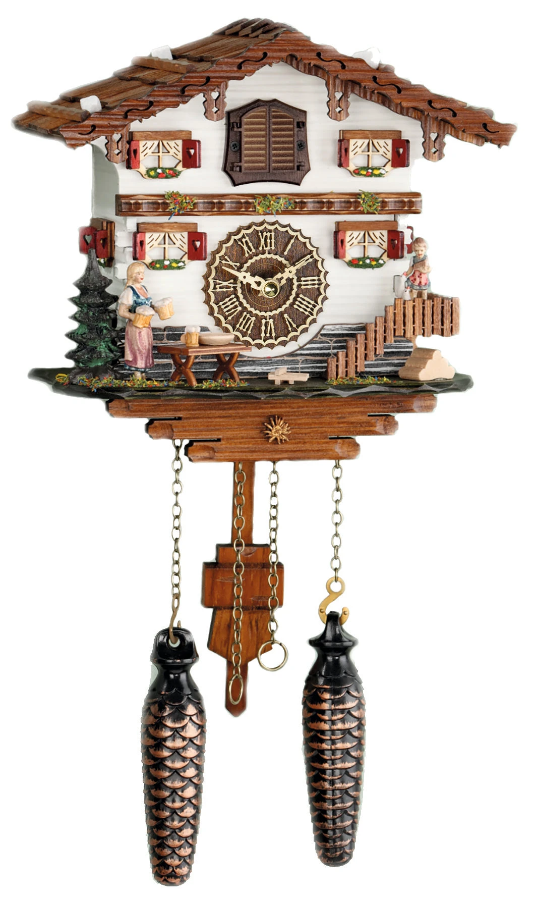 KU485QM - Quartz Musical Chalet With Waitress Carrying Steins 1 KU485QM - Quartz Musical Chalet With Waitress Carrying Steins