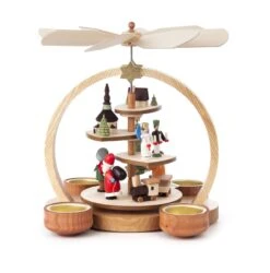 085/777B - Pyramid With Painted Santa & Seiffen Church (Tealights)