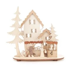 201/255 - Tealight Holder With Christmas Market Scene