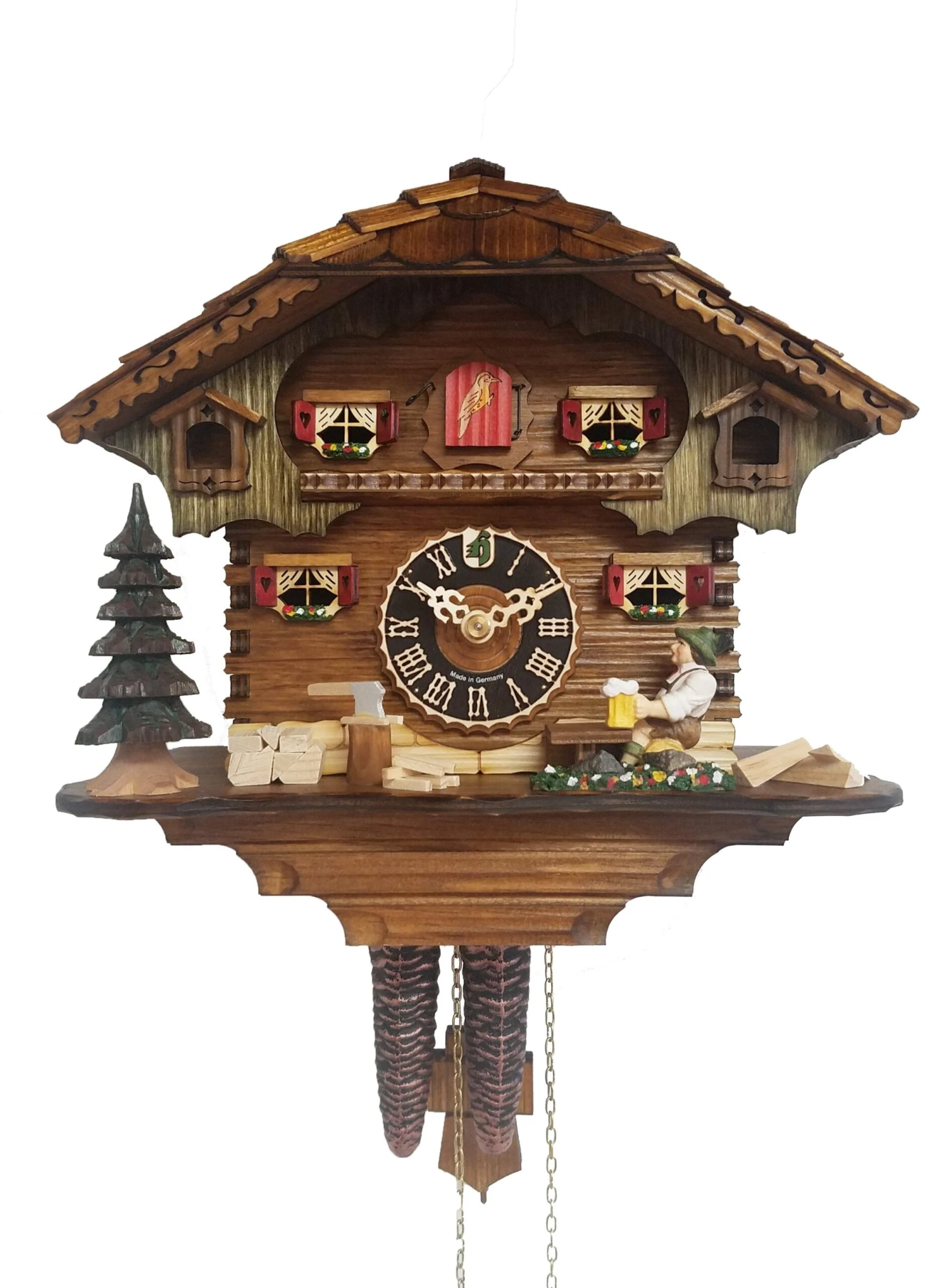 KU164 - 1 Day Chalet Cuckoo Clock With Beer Drinker 1 KU164 - 1 Day Chalet Cuckoo Clock With Beer Drinker