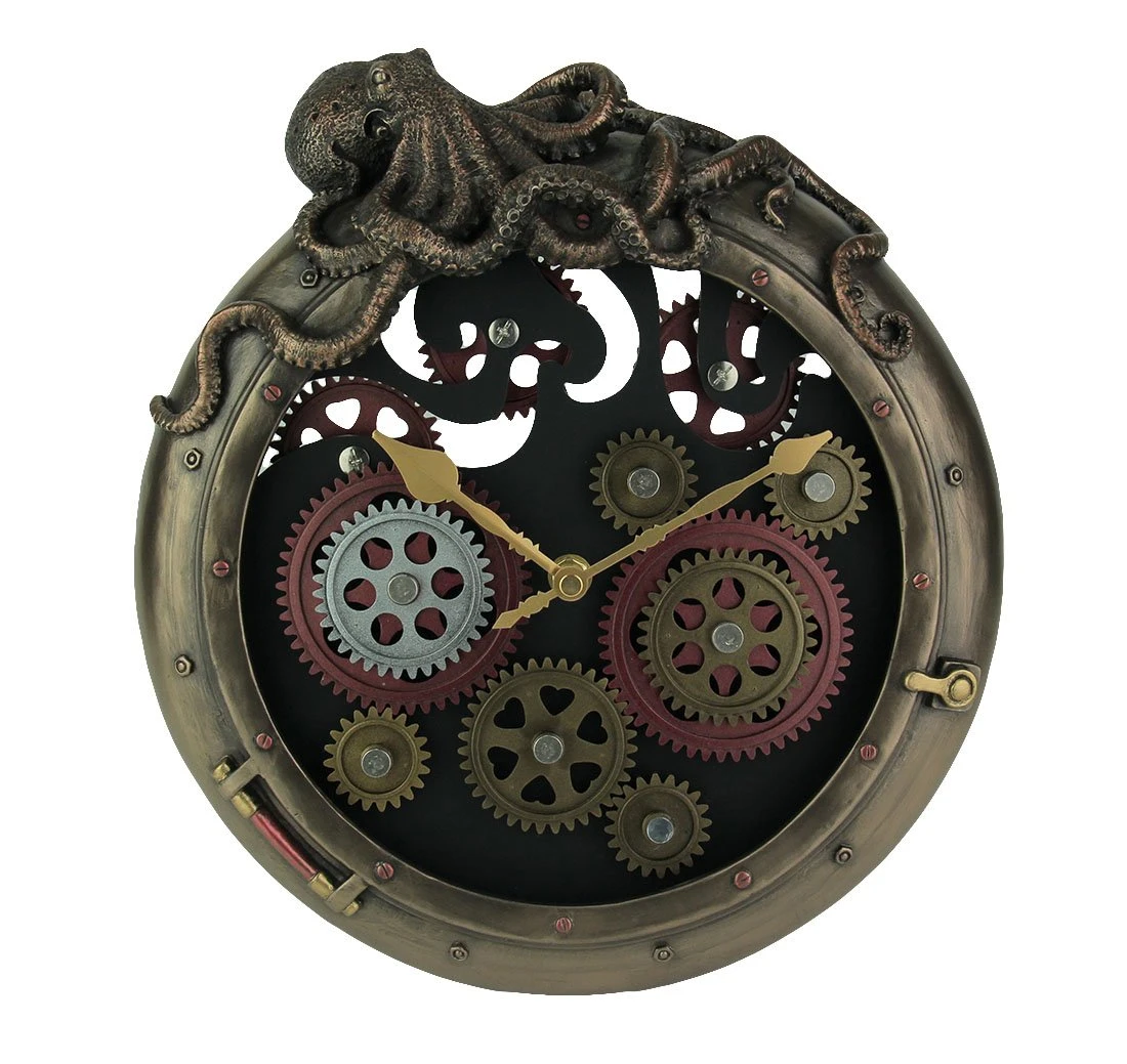 Steampunk Octopus Porthole Wall Clock 1 Steampunk Octopus Porthole Wall Clock
