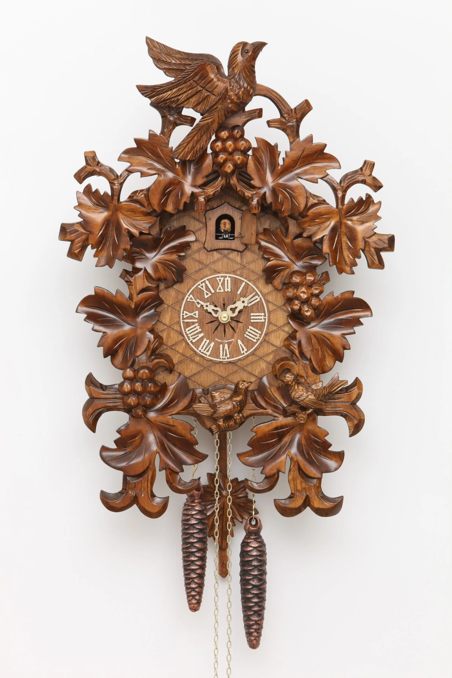 KU847ex - 8D/2W Cuckoo Clock With Maple Leaves & Grapes 1 KU847ex - 8D/2W Cuckoo Clock With Maple Leaves & Grapes