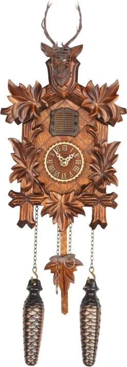 KU371QM - Quartz Musical 5 Leaf With Stag Head