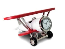 C3569RD/WH - Red & White Plane Miniature Clock 1 C3569RD/WH - Red & White Plane Miniature Clock