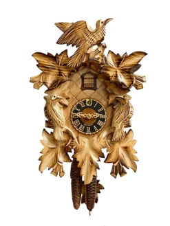 KU1013ge - 1 Day 7 Leaf 3 Bird Cuckoo Clock With Burned Finish