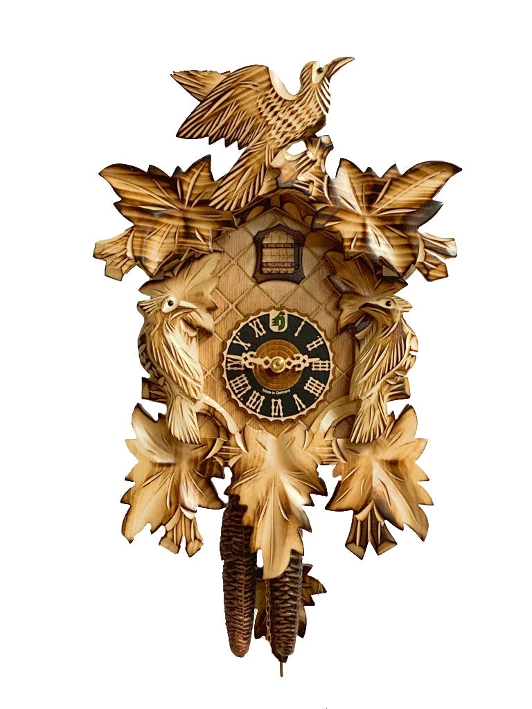 KU1013ge - 1 Day 7 Leaf 3 Bird Cuckoo Clock With Burned Finish 1 KU1013ge - 1 Day 7 Leaf 3 Bird Cuckoo Clock With Burned Finish