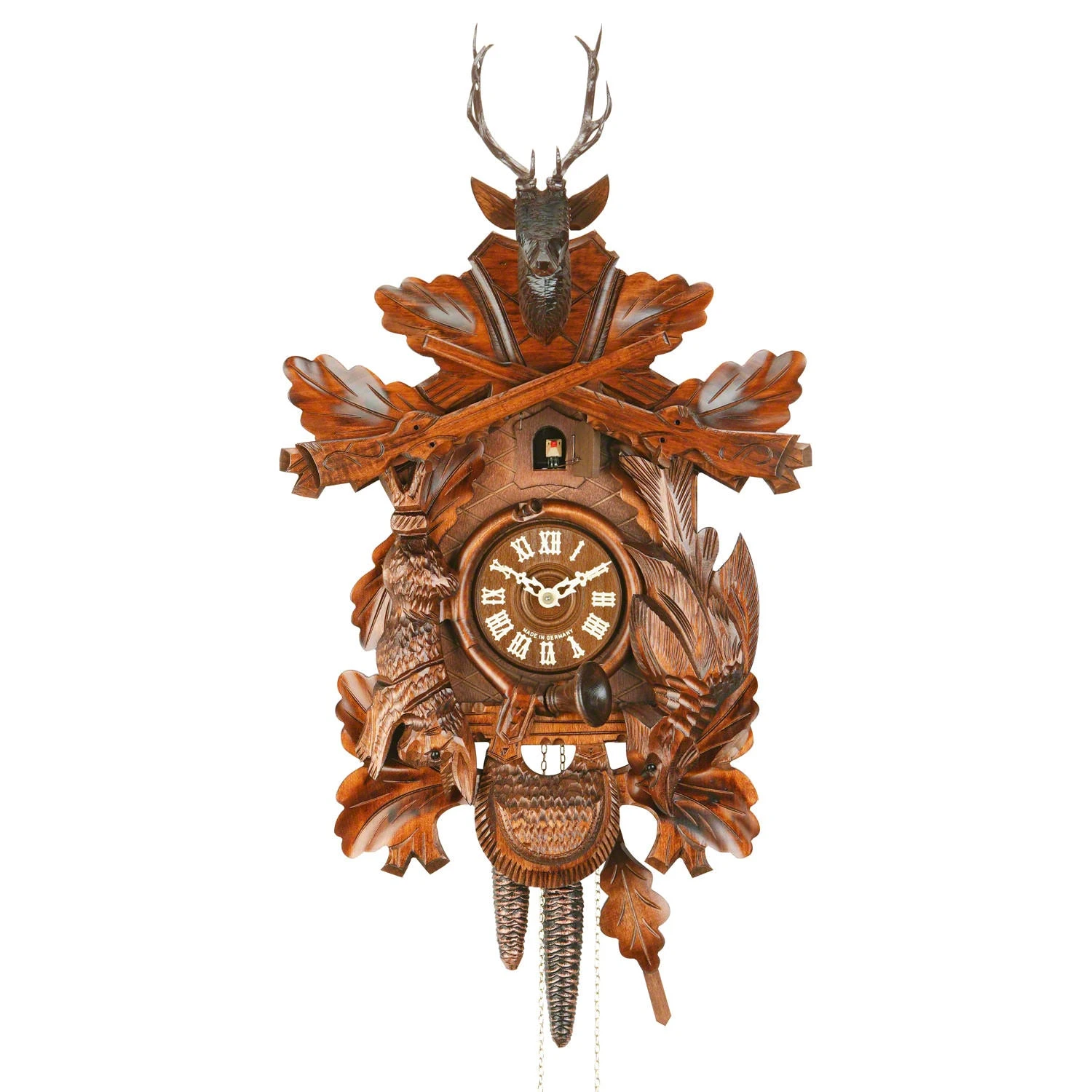 KU1621ex - One Day Dead Animal Hunter Cuckoo Clock 1 KU1621ex - One Day Dead Animal Hunter Cuckoo Clock