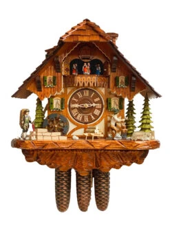 KU37358ex - 8 Day Musical Chalet With Wood Chopper & Clock Peddler
