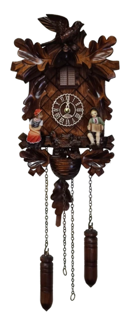 KU388QM - Quartz Musical Chalet With Oak Leaves & Dancers