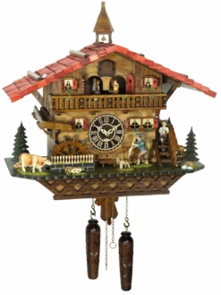 KU4267QMT - Quartz Musical Chalet With Animated Hiker & Waterwheel