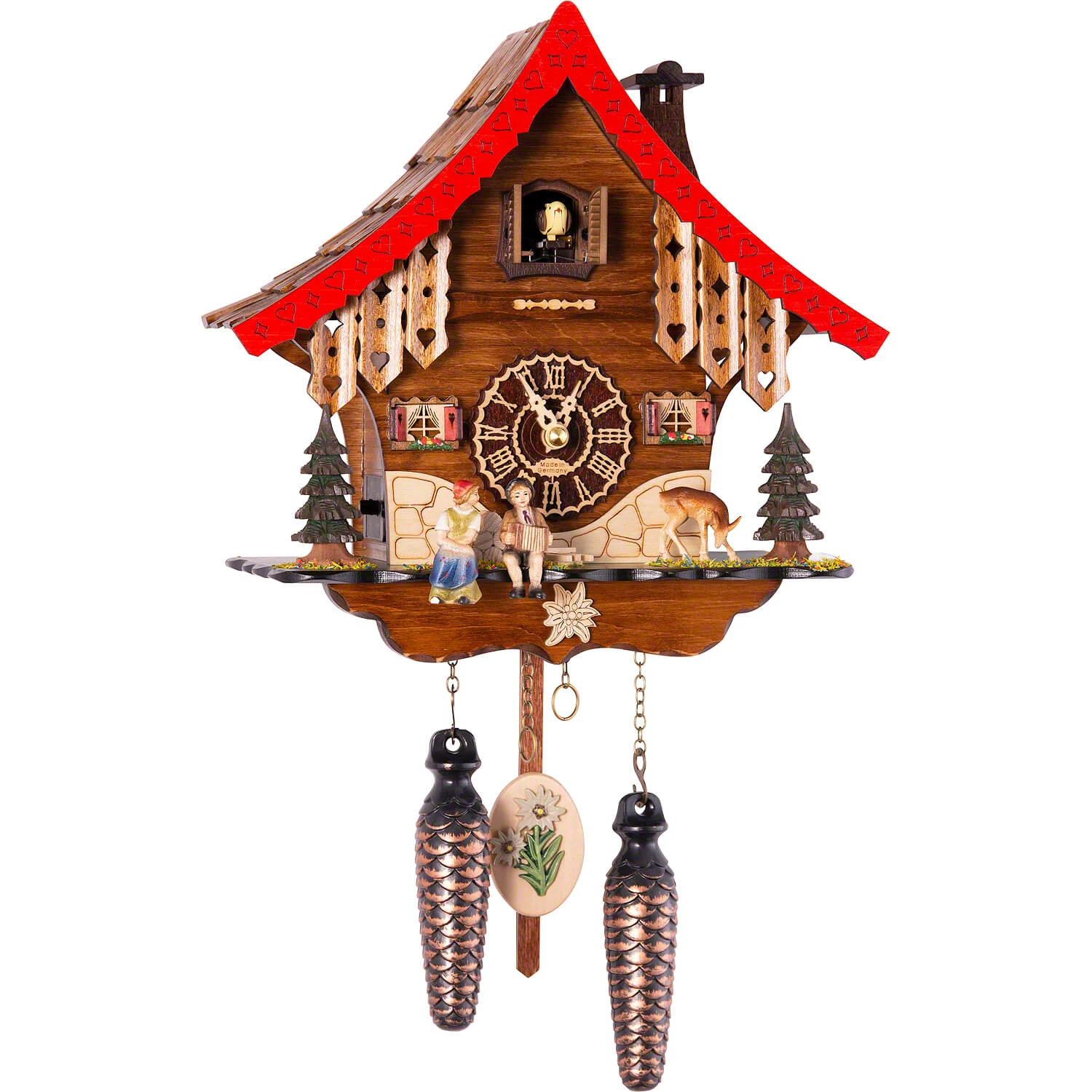 KU4286QM - Quartz Musical Chalet With Lovers & Deer 1 KU4286QM - Quartz Musical Chalet With Lovers & Deer