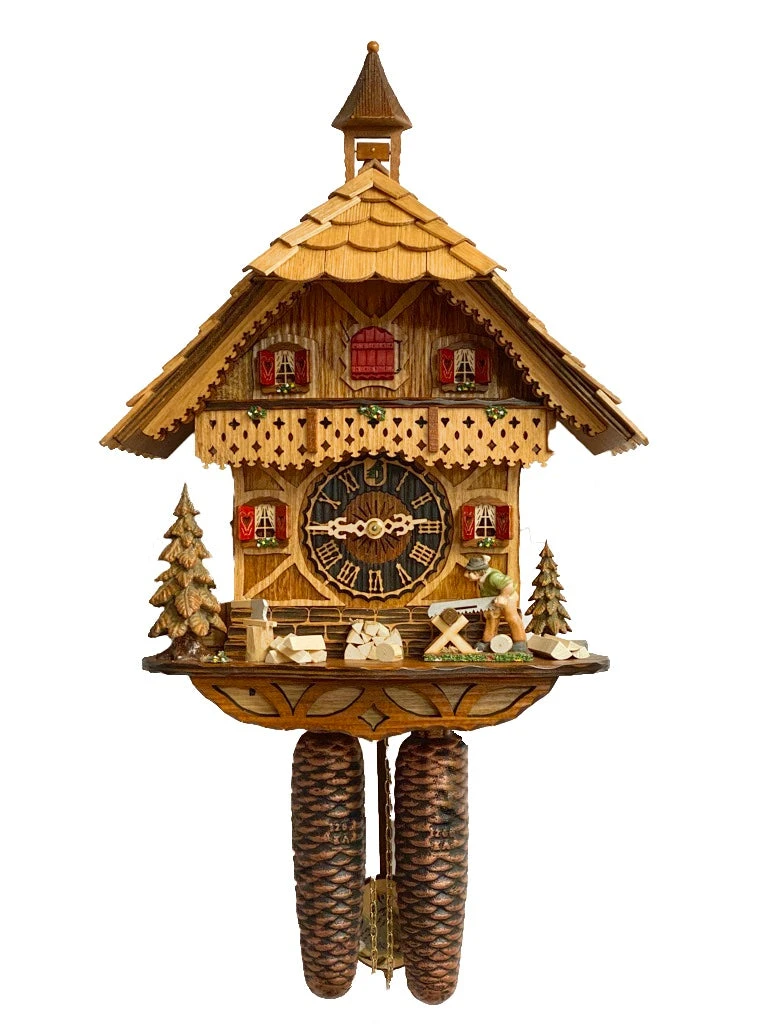 KU8258 - 8 Day Chalet Cuckoo Clock With Sawer 1 KU8258 - 8 Day Chalet Cuckoo Clock With Sawer