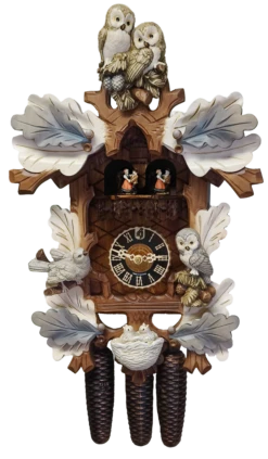 KU8794Maw - 8 Day Musical Cuckoo Clock With Painted Owls
