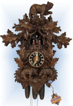 KU87086M - 8 Day Cuckoo With Bears & Pine Leaves