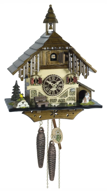 KU1518 - 1 Day Chalet Cuckoo With Dog & Bench 1 KU1518 - 1 Day Chalet Cuckoo With Dog & Bench