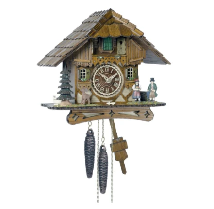 KU1506 - 1 Day Chalet Cuckoo With Man, Woman, And Deer 1 KU1506 - 1 Day Chalet Cuckoo With Man, Woman, And Deer