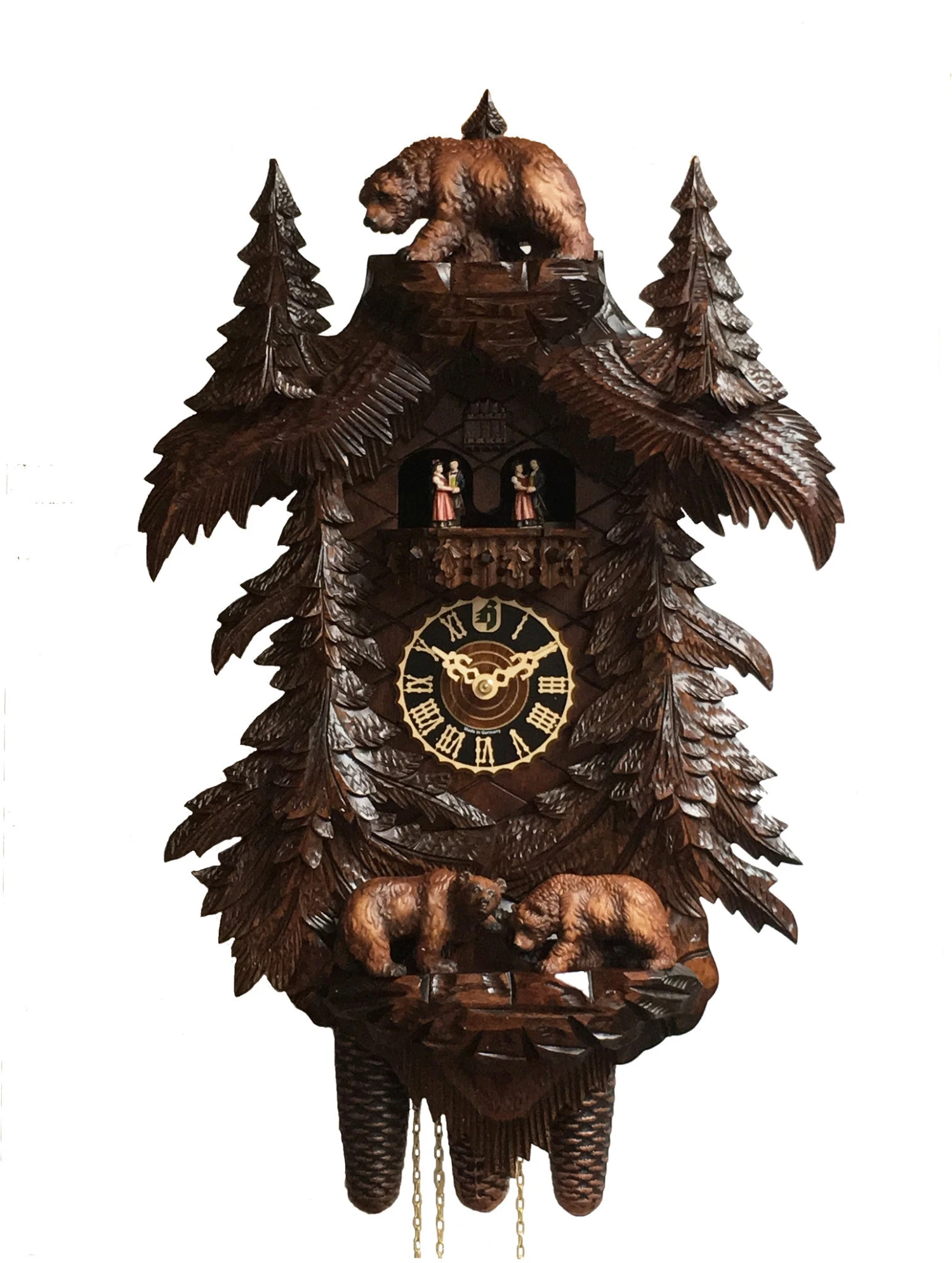 KU87095M - 8 Day Musical Chalet Cuckoo Clock With Bears & Pine Trees 1 KU87095M - 8 Day Musical Chalet Cuckoo Clock With Bears & Pine Trees