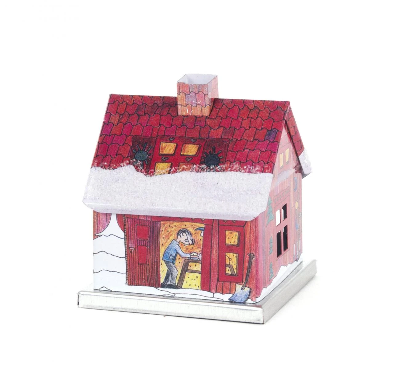146/202040 - Metal Smoker House With Painted Holiday Scene 2 146/202040 - Metal Smoker House With Painted Holiday Scene - Image 2