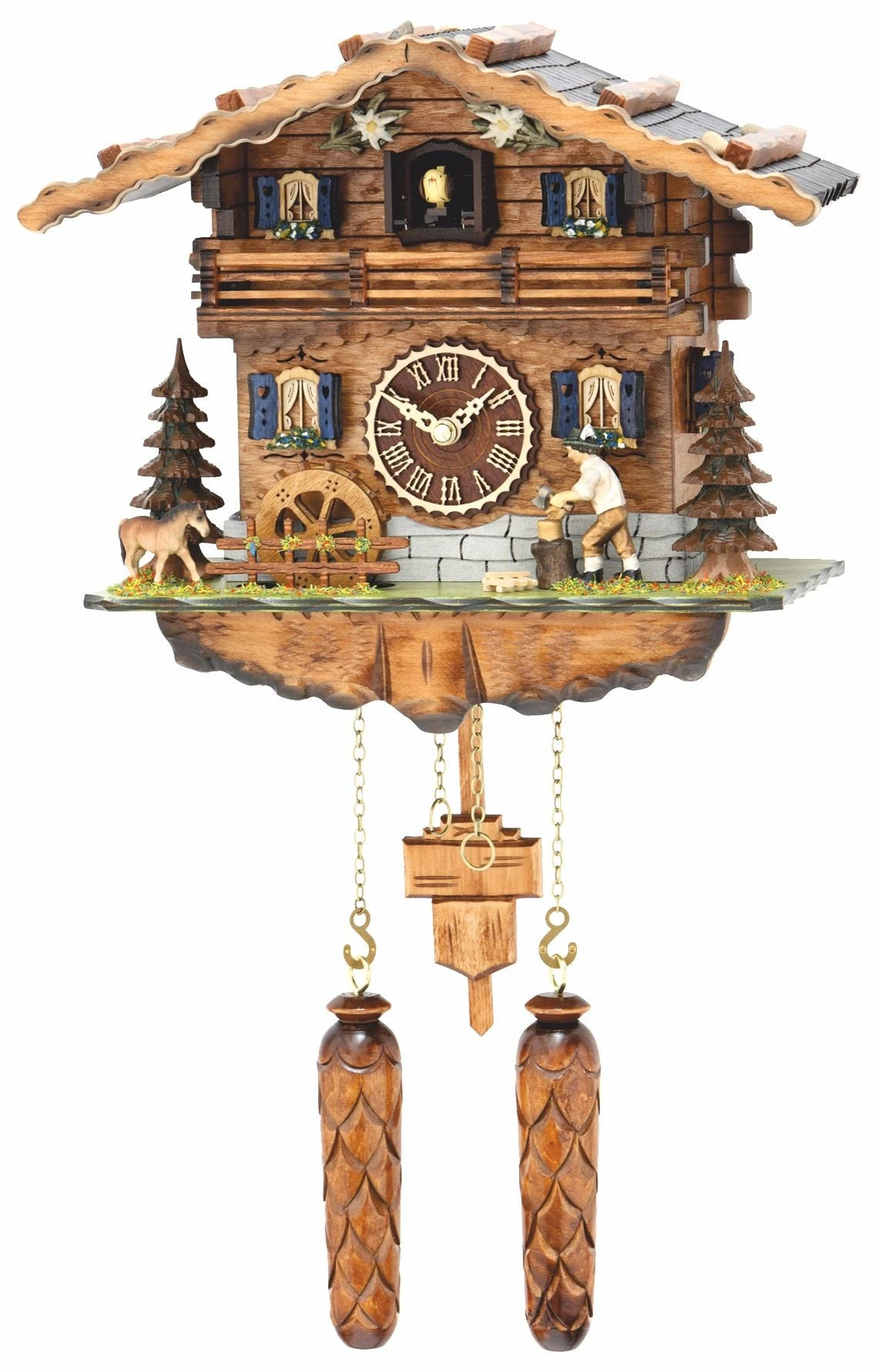 KU494QM - Quartz Musical Chalet W/ Woodchopper & Waterwheel 1 KU494QM - Quartz Musical Chalet W/ Woodchopper & Waterwheel