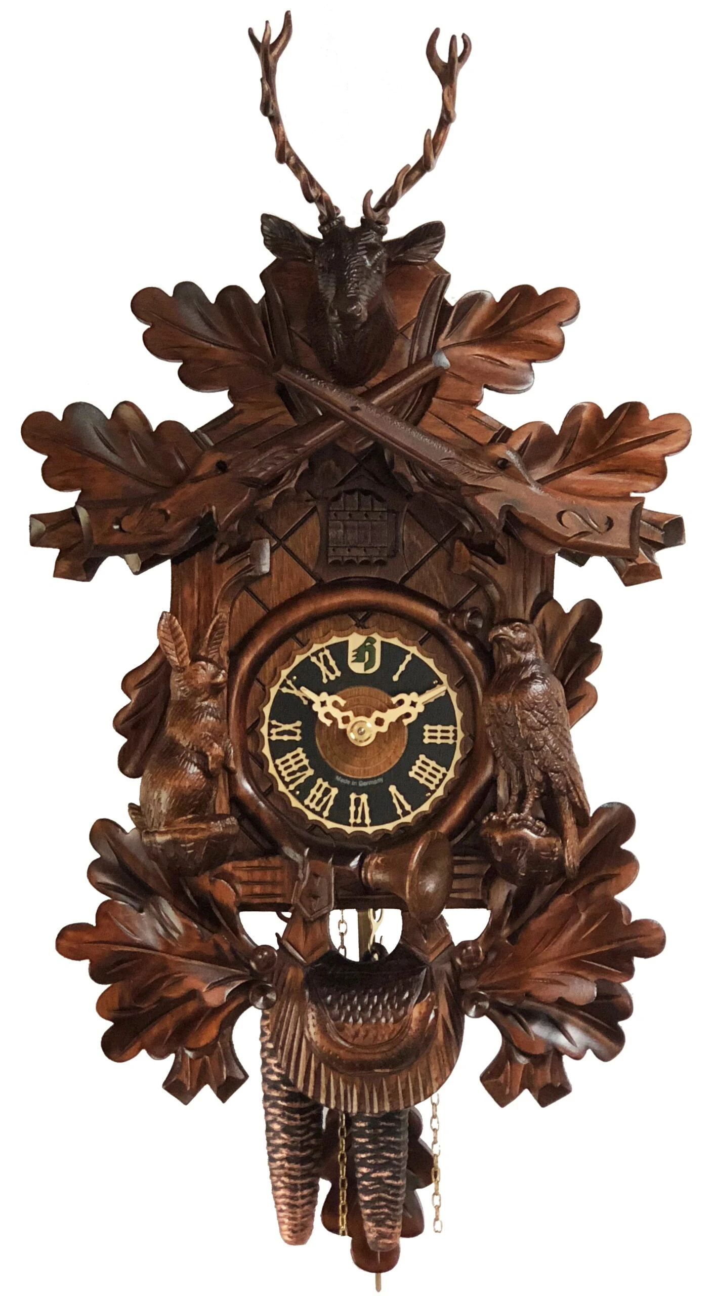 KU1343 - 1 Day Live Animal Hunter Cuckoo Clock 1 KU1343 - 1 Day Live Animal Hunter Cuckoo Clock