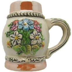 M-445 - Porcelain Beer Stein Magnet With Alpine Flowers.