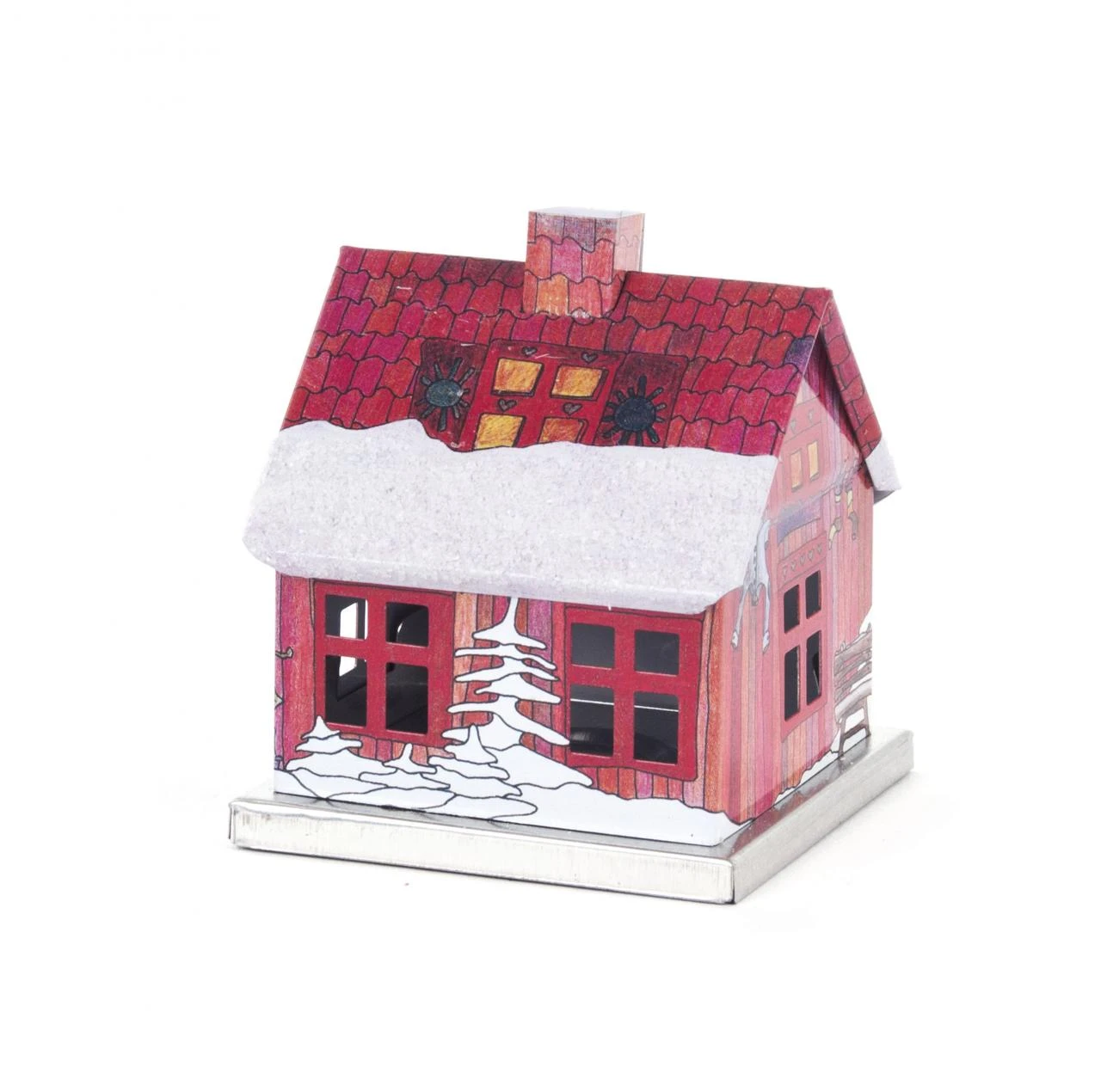 146/202040 - Metal Smoker House With Painted Holiday Scene 1 146/202040 - Metal Smoker House With Painted Holiday Scene